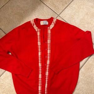 Pringle Red and Cream Cardigan Sweater